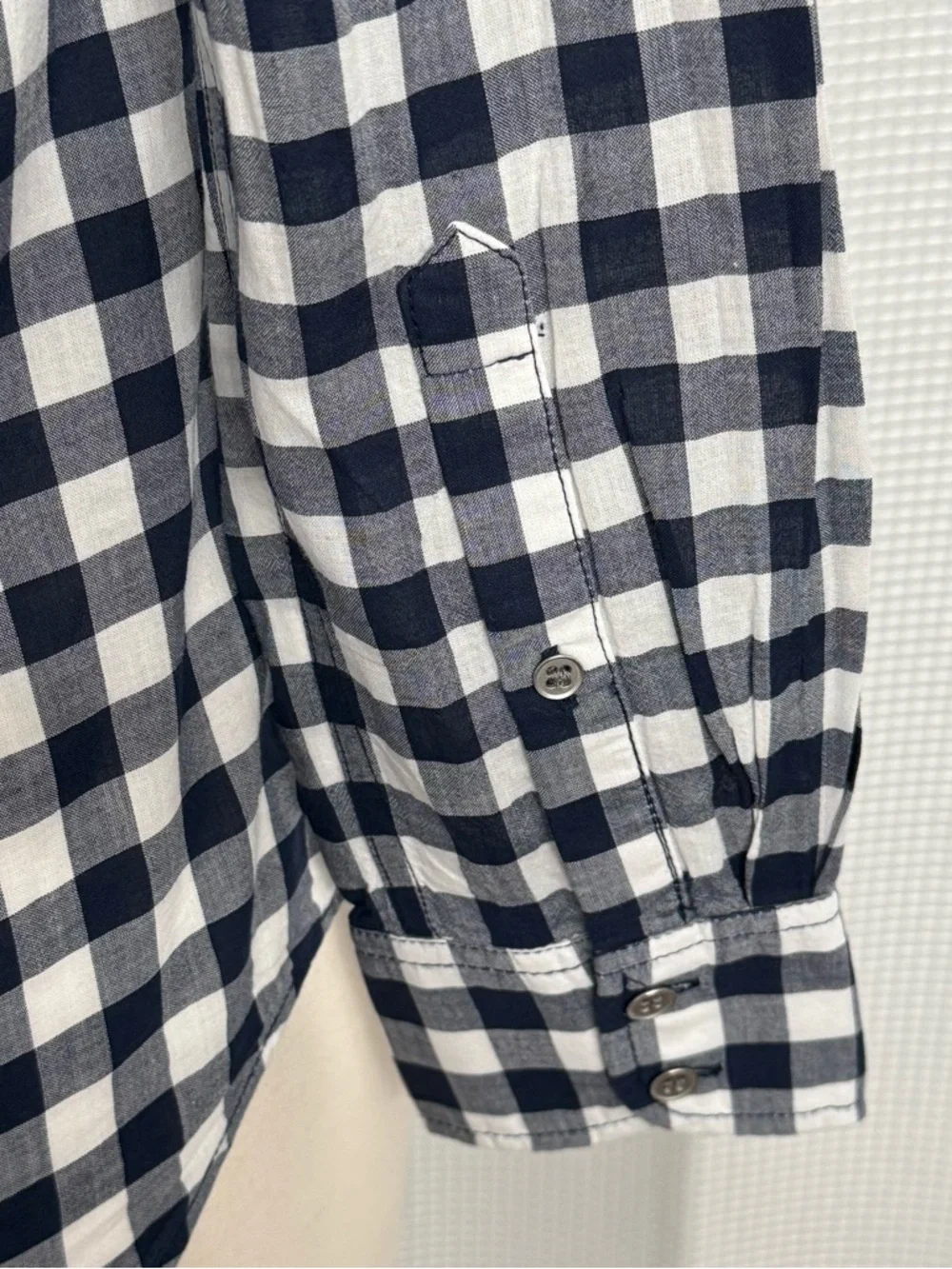 J. Crew Women's Classic-Fit Long Sleeve Blouse, Gingham Check Navy & White, Sz S